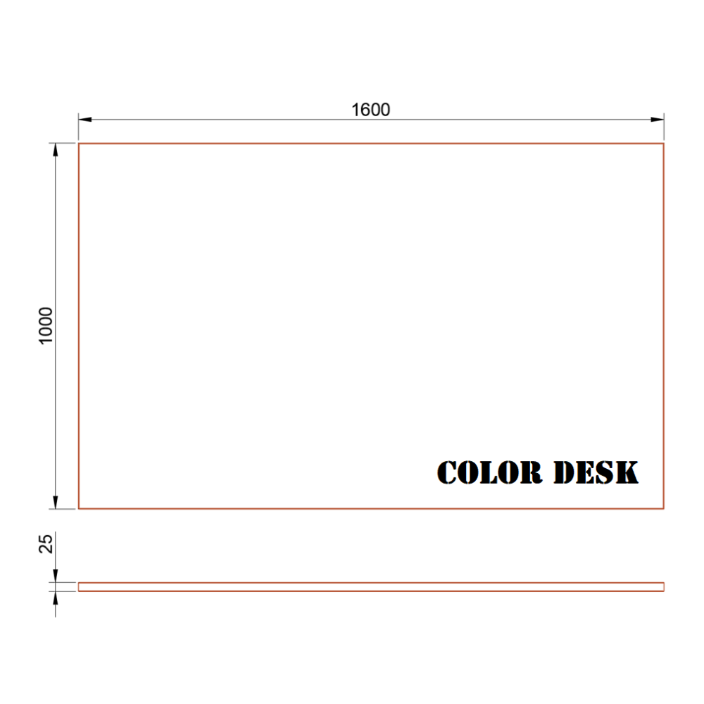 СТОЛЕШНИЦА 1600х1000х25 ММ ДЛЯ ПИСЬМЕННОГО СТОЛА ПРЯМОУГОЛЬНАЯ 1