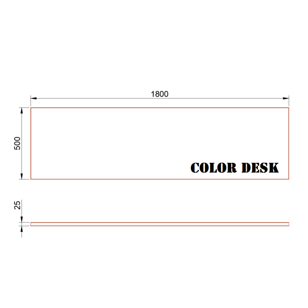 СТОЛЕШНИЦА 1800х500х25 ММ ДЛЯ ПИСЬМЕННОГО СТОЛА ПРЯМОУГОЛЬНАЯ 1