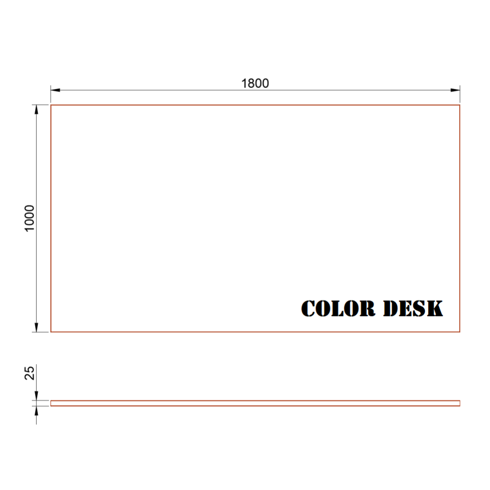 СТОЛЕШНИЦА 1800х1000х25 ММ ДЛЯ ПИСЬМЕННОГО СТОЛА ПРЯМОУГОЛЬНАЯ 1
