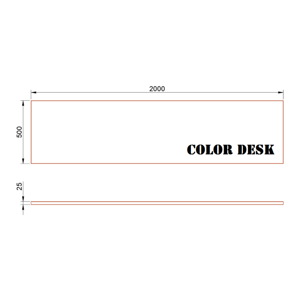 СТОЛЕШНИЦА 2000х500х25 ММ ДЛЯ ПИСЬМЕННОГО СТОЛА ПРЯМОУГОЛЬНАЯ 1