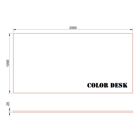 СТОЛЕШНИЦА 2000х1000х25 ММ ДЛЯ ПИСЬМЕННОГО СТОЛА ПРЯМОУГОЛЬНАЯ 1