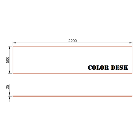 СТОЛЕШНИЦА 2200х500х25 ММ ДЛЯ ПИСЬМЕННОГО СТОЛА ПРЯМОУГОЛЬНАЯ 1