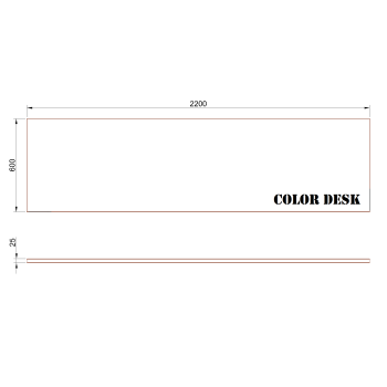 СТОЛЕШНИЦА 2200х600х25 ММ ДЛЯ ПИСЬМЕННОГО СТОЛА ПРЯМОУГОЛЬНАЯ 1