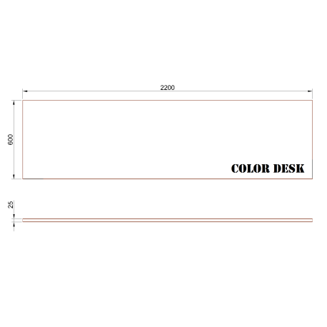 СТОЛЕШНИЦА 2200х600х25 ММ ДЛЯ ПИСЬМЕННОГО СТОЛА ПРЯМОУГОЛЬНАЯ 1