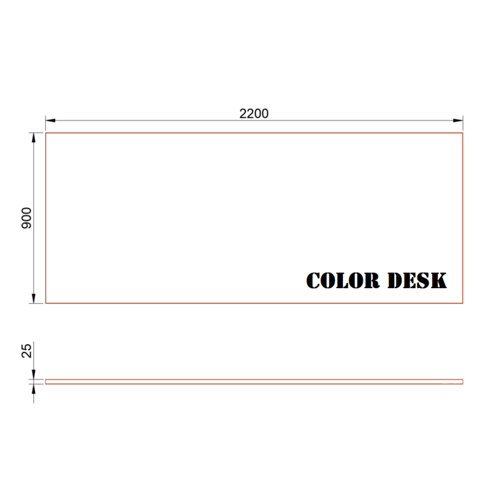 СТОЛЕШНИЦА 2200х900х25 ММ ДЛЯ ПИСЬМЕННОГО СТОЛА ПРЯМОУГОЛЬНАЯ 1