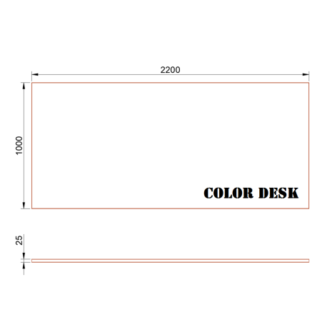 СТОЛЕШНИЦА 2200х1000х25 ММ ДЛЯ ПИСЬМЕННОГО СТОЛА ПРЯМОУГОЛЬНАЯ 1