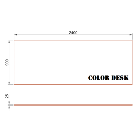 СТОЛЕШНИЦА 2400х900х25 ММ ДЛЯ ПИСЬМЕННОГО СТОЛА ПРЯМОУГОЛЬНАЯ 1