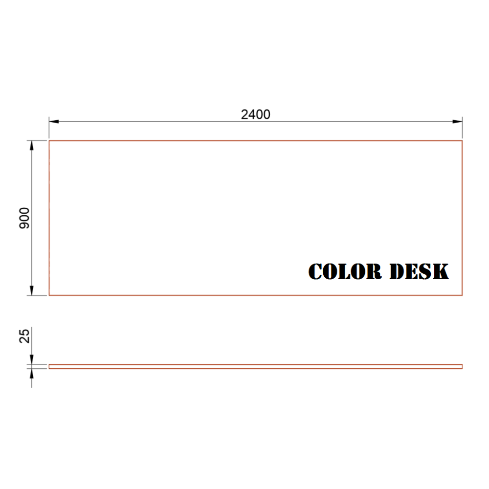 СТОЛЕШНИЦА 2400х900х25 ММ ДЛЯ ПИСЬМЕННОГО СТОЛА ПРЯМОУГОЛЬНАЯ 1