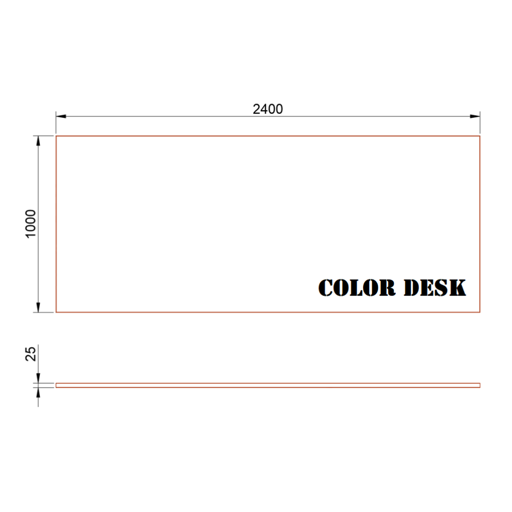 СТОЛЕШНИЦА 2400х1000х25 ММ ДЛЯ ПИСЬМЕННОГО СТОЛА ПРЯМОУГОЛЬНАЯ 1