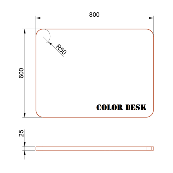 СТОЛЕШНИЦА 800х600х25 ММ ДЛЯ ПИСЬМЕННОГО СТОЛА ФИГУРНАЯ (СО СКРУГЛЁННЫМИ УГЛАМИ) 1
