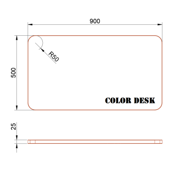 СТОЛЕШНИЦА 900х500х25 ММ ДЛЯ ПИСЬМЕННОГО СТОЛА ФИГУРНАЯ (СО СКРУГЛЁННЫМИ УГЛАМИ) 1