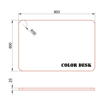 СТОЛЕШНИЦА 900х600х25 ММ ДЛЯ ПИСЬМЕННОГО СТОЛА ФИГУРНАЯ (СО СКРУГЛЁННЫМИ УГЛАМИ) 1