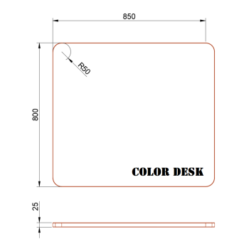 СТОЛЕШНИЦА 900х800х25 ММ ДЛЯ ПИСЬМЕННОГО СТОЛА ФИГУРНАЯ (СО СКРУГЛЁННЫМИ УГЛАМИ) 1