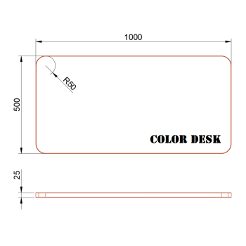 СТОЛЕШНИЦА 1000х500х25 ММ ДЛЯ ПИСЬМЕННОГО СТОЛА ФИГУРНАЯ (СО СКРУГЛЁННЫМИ УГЛАМИ) 1