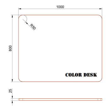 СТОЛЕШНИЦА 1000х800х25 ММ ДЛЯ ПИСЬМЕННОГО СТОЛА ФИГУРНАЯ (СО СКРУГЛЁННЫМИ УГЛАМИ) 1