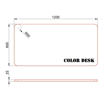 СТОЛЕШНИЦА 1200х600х25 ММ ДЛЯ ПИСЬМЕННОГО СТОЛА ФИГУРНАЯ (СО СКРУГЛЁННЫМИ УГЛАМИ) 1