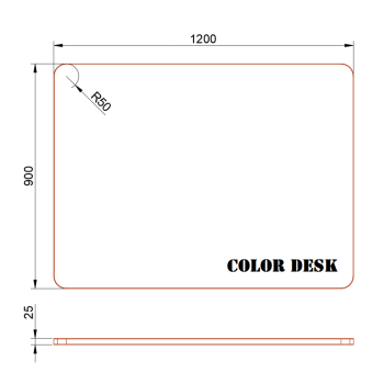 СТОЛЕШНИЦА 1200х900х25 ММ ДЛЯ ПИСЬМЕННОГО СТОЛА ФИГУРНАЯ (СО СКРУГЛЁННЫМИ УГЛАМИ) 1