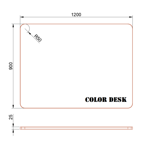 СТОЛЕШНИЦА 1200х900х25 ММ ДЛЯ ПИСЬМЕННОГО СТОЛА ФИГУРНАЯ (СО СКРУГЛЁННЫМИ УГЛАМИ) 1