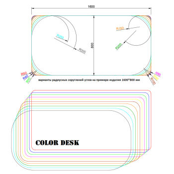 СТОЛЕШНИЦА 1400х800х25 ММ ДЛЯ ПИСЬМЕННОГО СТОЛА ФИГУРНАЯ (СО СКРУГЛЁННЫМИ УГЛАМИ) 2