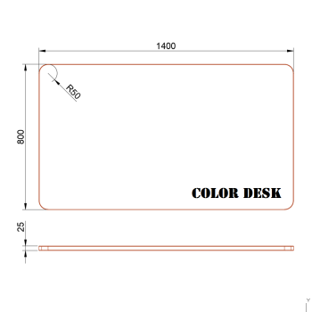 СТОЛЕШНИЦА 1400х800х25 ММ ДЛЯ ПИСЬМЕННОГО СТОЛА ФИГУРНАЯ (СО СКРУГЛЁННЫМИ УГЛАМИ) 1
