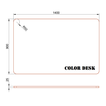 СТОЛЕШНИЦА 1400х900х25 ММ ДЛЯ ПИСЬМЕННОГО СТОЛА ФИГУРНАЯ (СО СКРУГЛЁННЫМИ УГЛАМИ) 1