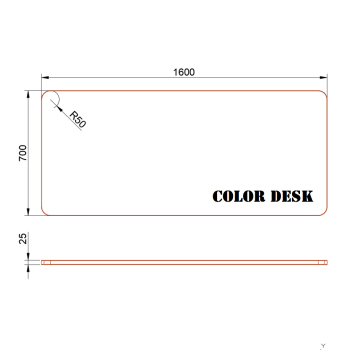 СТОЛЕШНИЦА 1600х700х25 ММ ДЛЯ ПИСЬМЕННОГО СТОЛА ФИГУРНАЯ (СО СКРУГЛЁННЫМИ УГЛАМИ) 1