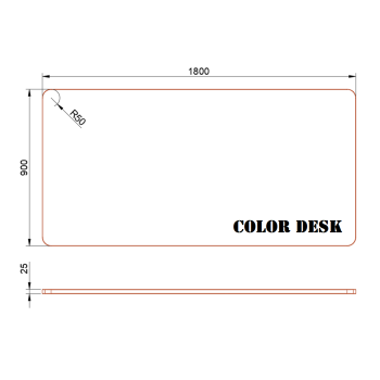 СТОЛЕШНИЦА 1800х900х25 ММ ДЛЯ ПИСЬМЕННОГО СТОЛА ФИГУРНАЯ (СО СКРУГЛЁННЫМИ УГЛАМИ) 1