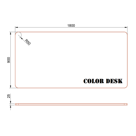 СТОЛЕШНИЦА 1800х900х25 ММ ДЛЯ ПИСЬМЕННОГО СТОЛА ФИГУРНАЯ (СО СКРУГЛЁННЫМИ УГЛАМИ) 1