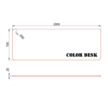 СТОЛЕШНИЦА 2000х700х25 ММ ДЛЯ ПИСЬМЕННОГО СТОЛА ФИГУРНАЯ (СО СКРУГЛЁННЫМИ УГЛАМИ) 1