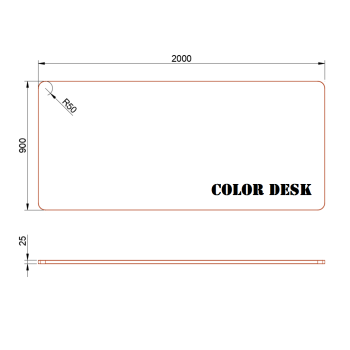 СТОЛЕШНИЦА 2000х900х25 ММ ДЛЯ ПИСЬМЕННОГО СТОЛА ФИГУРНАЯ (СО СКРУГЛЁННЫМИ УГЛАМИ) 1