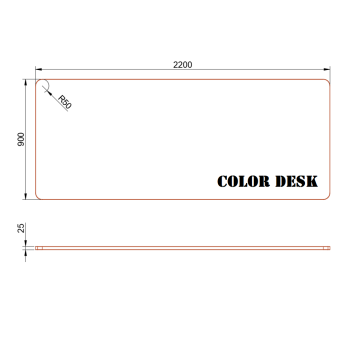 СТОЛЕШНИЦА 2200х900х25 ММ ДЛЯ ПИСЬМЕННОГО СТОЛА ФИГУРНАЯ (СО СКРУГЛЁННЫМИ УГЛАМИ) 1