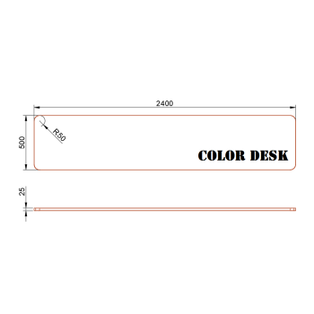 СТОЛЕШНИЦА 2400х500х25 ММ ДЛЯ ПИСЬМЕННОГО СТОЛА ФИГУРНАЯ (СО СКРУГЛЁННЫМИ УГЛАМИ) 1
