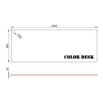 СТОЛЕШНИЦА 2400х900х25 ММ ДЛЯ ПИСЬМЕННОГО СТОЛА ФИГУРНАЯ (СО СКРУГЛЁННЫМИ УГЛАМИ) 1