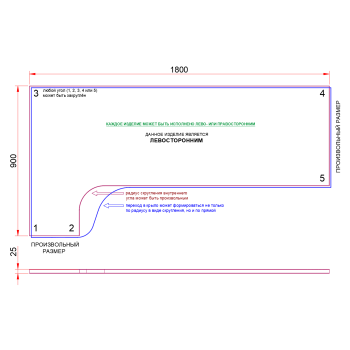 СТОЛЕШНИЦА УГЛОВАЯ 1800х900х25 ММ ДЛЯ ПИСЬМЕННОГО СТОЛА 1