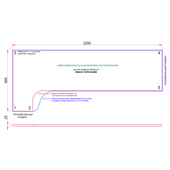 СТОЛЕШНИЦА УГЛОВАЯ 2200х900х25 ММ ДЛЯ ПИСЬМЕННОГО СТОЛА 1