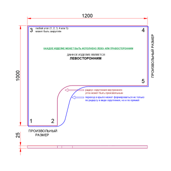 СТОЛЕШНИЦА УГЛОВАЯ 1200х1000х25 ММ ДЛЯ ПИСЬМЕННОГО СТОЛА 1
