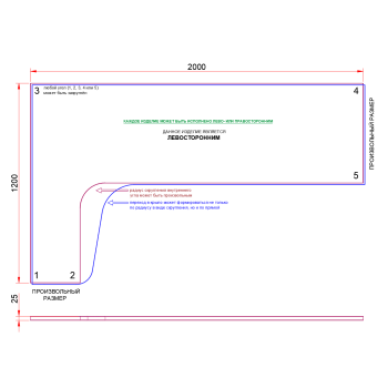 СТОЛЕШНИЦА УГЛОВАЯ 2000х1200х25 ММ ДЛЯ ПИСЬМЕННОГО СТОЛА 1