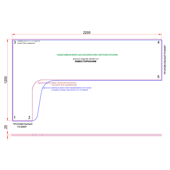 СТОЛЕШНИЦА УГЛОВАЯ 2200х1200х25 ММ ДЛЯ ПИСЬМЕННОГО СТОЛА 1