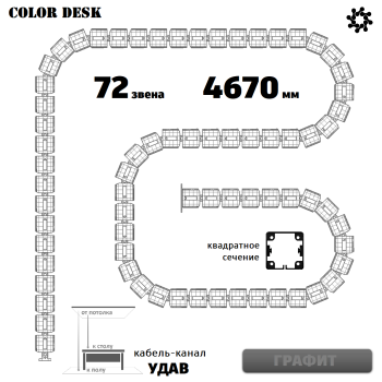 УДАВ-72 (4670 ММ) ГРАФИТ ГИБКИЙ КАБЕЛЬ-КАНАЛ КВАДРАТНОГО СЕЧЕНИЯ ОТ ПОТОЛКА К ПОЛУ ИЛИ СТОЛУ 1