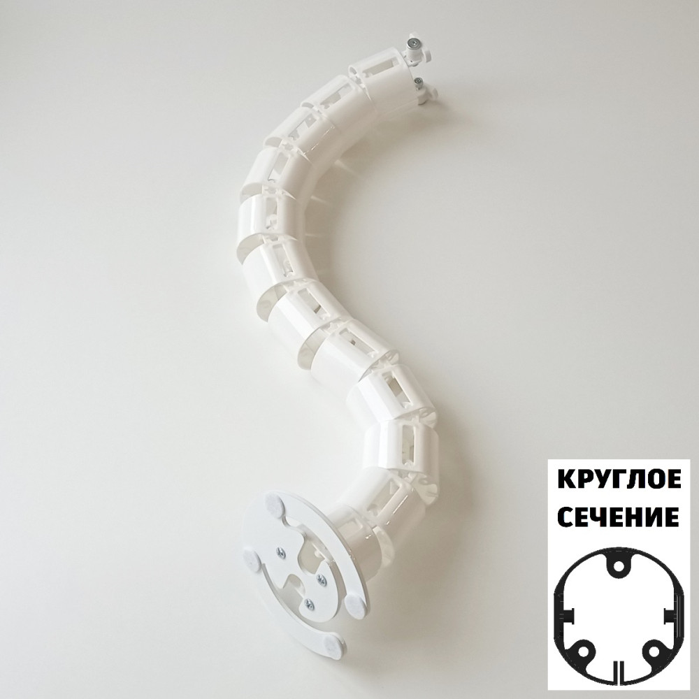 КАНАЛ ДЛЯ ПРОВОДОВ ПИСЬМЕННОГО СТОЛА ГИБКИЙ ВЕРТИКАЛЬНЫЙ А-740-Б (140-1) БЕЛЫЙ С БОЛЬШИМ МЕТАЛ. ОСНОВАНИЕМ 1