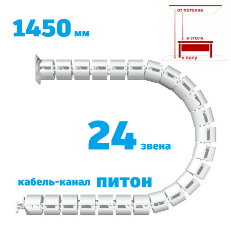 КАБЕЛЬ-КАНАЛ ПИТОН-1450 БЕЛЫЙ ОТ ПОТОЛКА К ПИСЬМЕННОМУ СТОЛУ 1