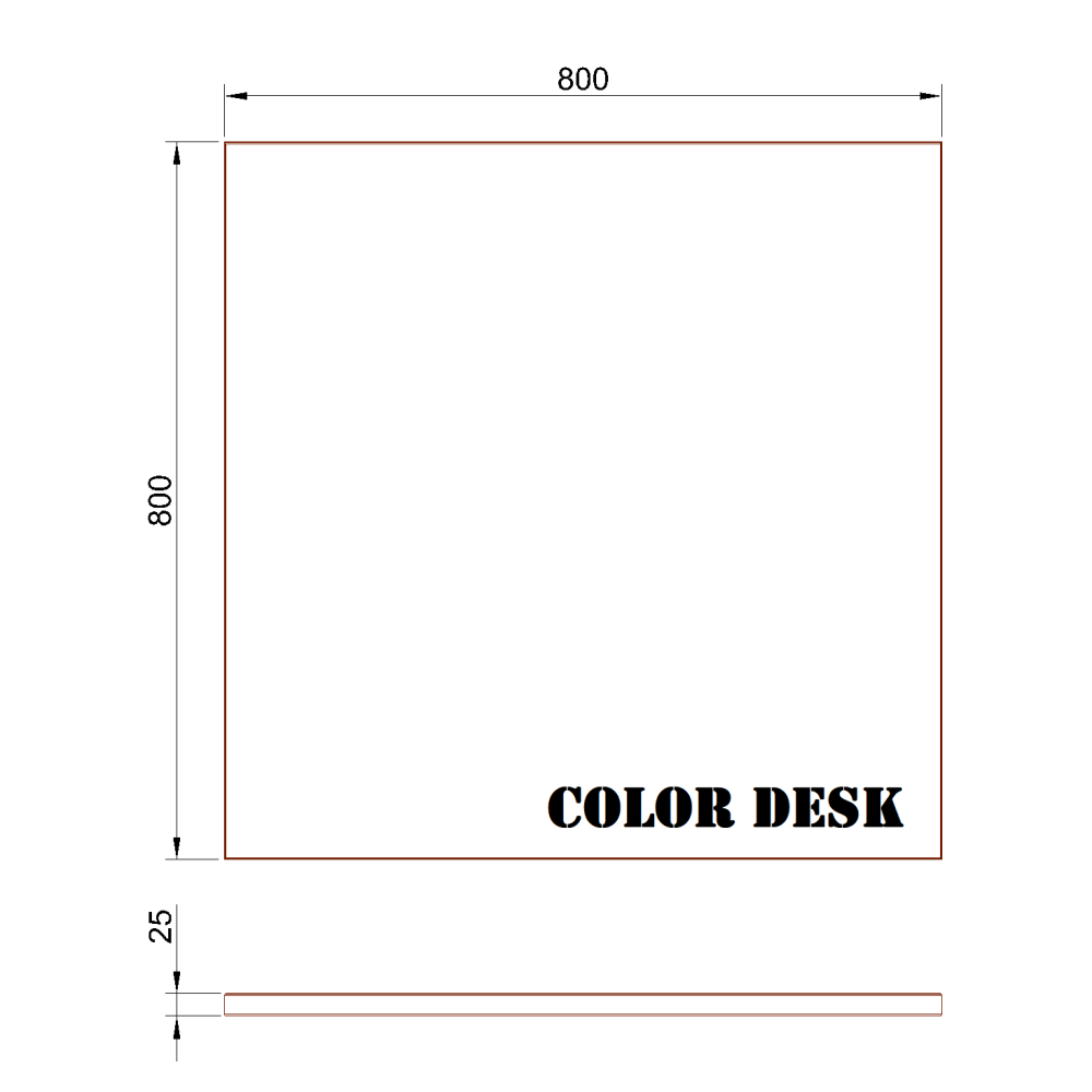 СТОЛЕШНИЦА 800х800х25 ММ ДЛЯ ПИСЬМЕННОГО СТОЛА ПРЯМОУГОЛЬНАЯ 1