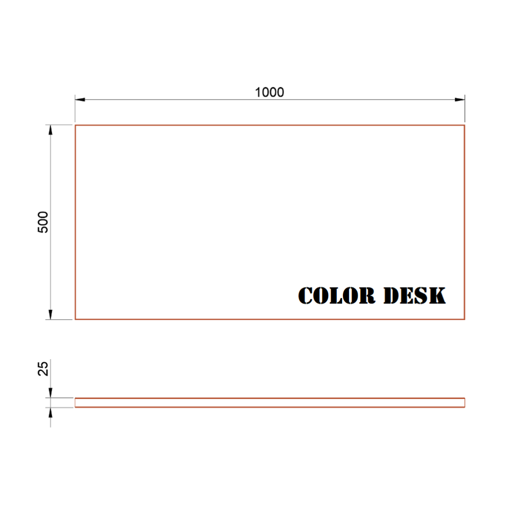 СТОЛЕШНИЦА 1000х500х25 ММ ДЛЯ ПИСЬМЕННОГО СТОЛА ПРЯМОУГОЛЬНАЯ 1