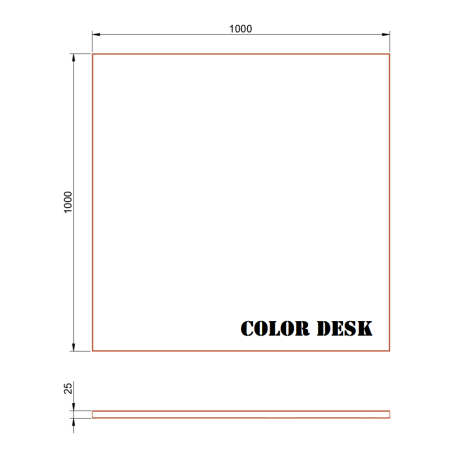 СТОЛЕШНИЦА 1000х1000х25 ММ ДЛЯ ПИСЬМЕННОГО СТОЛА ПРЯМОУГОЛЬНАЯ 1