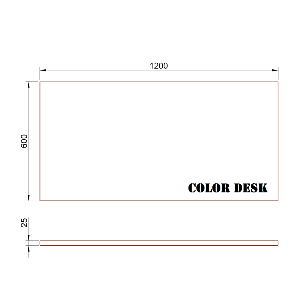 СТОЛЕШНИЦА 1200х600х25 ММ ДЛЯ ПИСЬМЕННОГО СТОЛА ПРЯМОУГОЛЬНАЯ 1