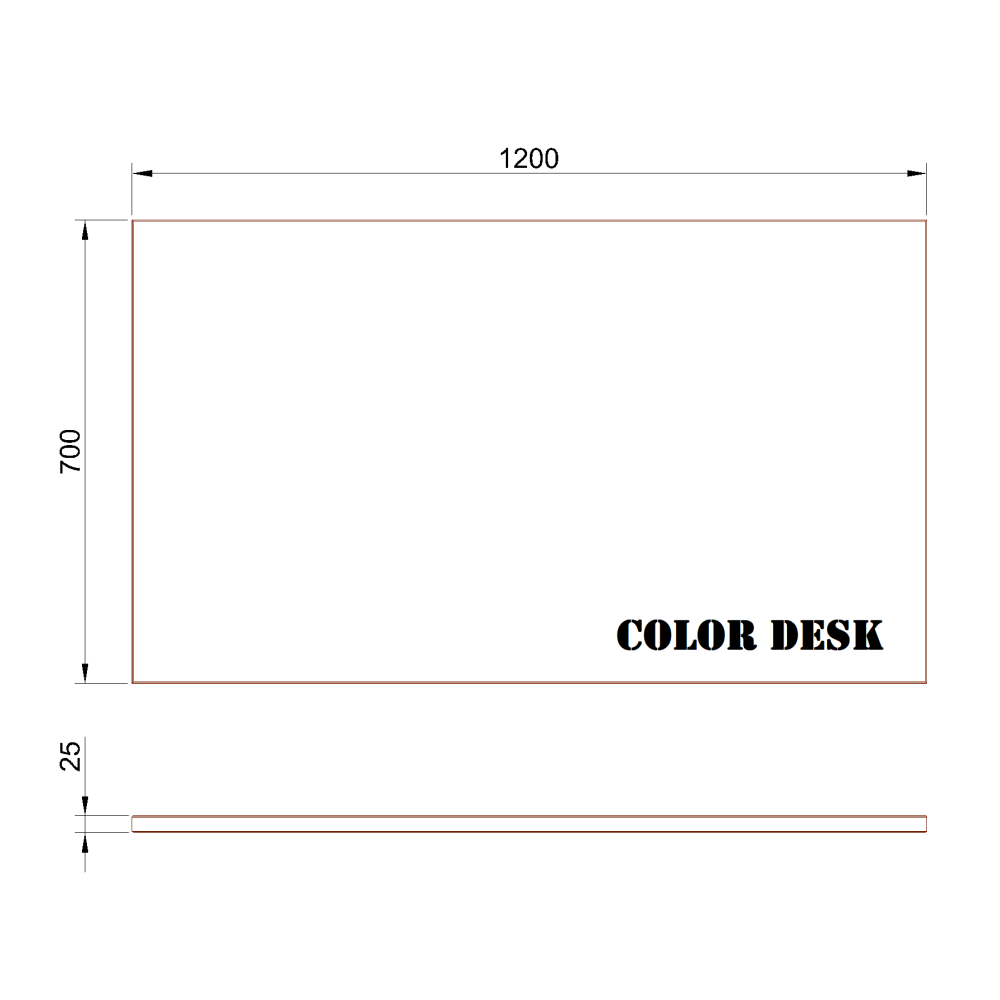 СТОЛЕШНИЦА 1200х700х25 ММ ДЛЯ ПИСЬМЕННОГО СТОЛА ПРЯМОУГОЛЬНАЯ 1