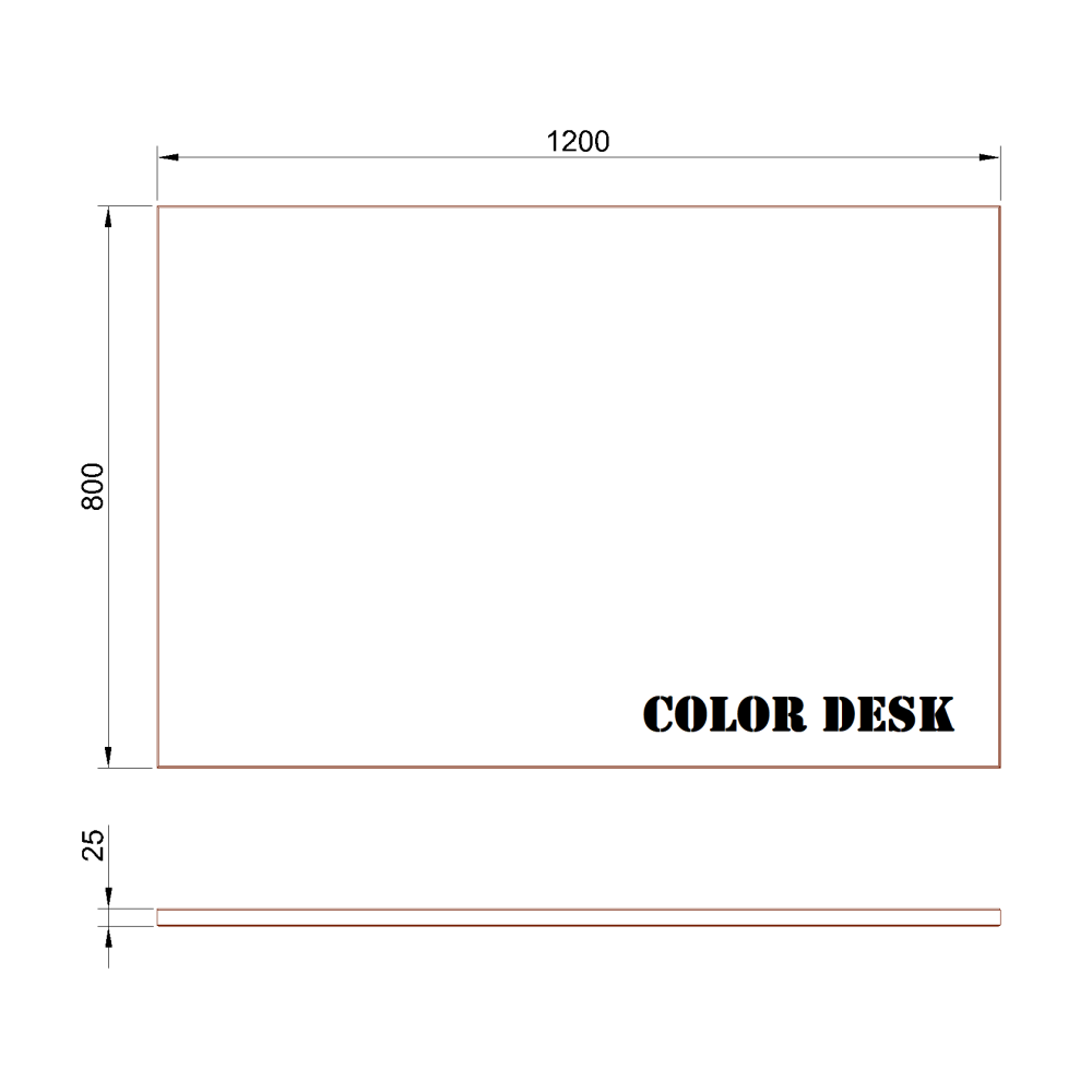 СТОЛЕШНИЦА 1200х800х25 ММ ДЛЯ ПИСЬМЕННОГО СТОЛА ПРЯМОУГОЛЬНАЯ 1