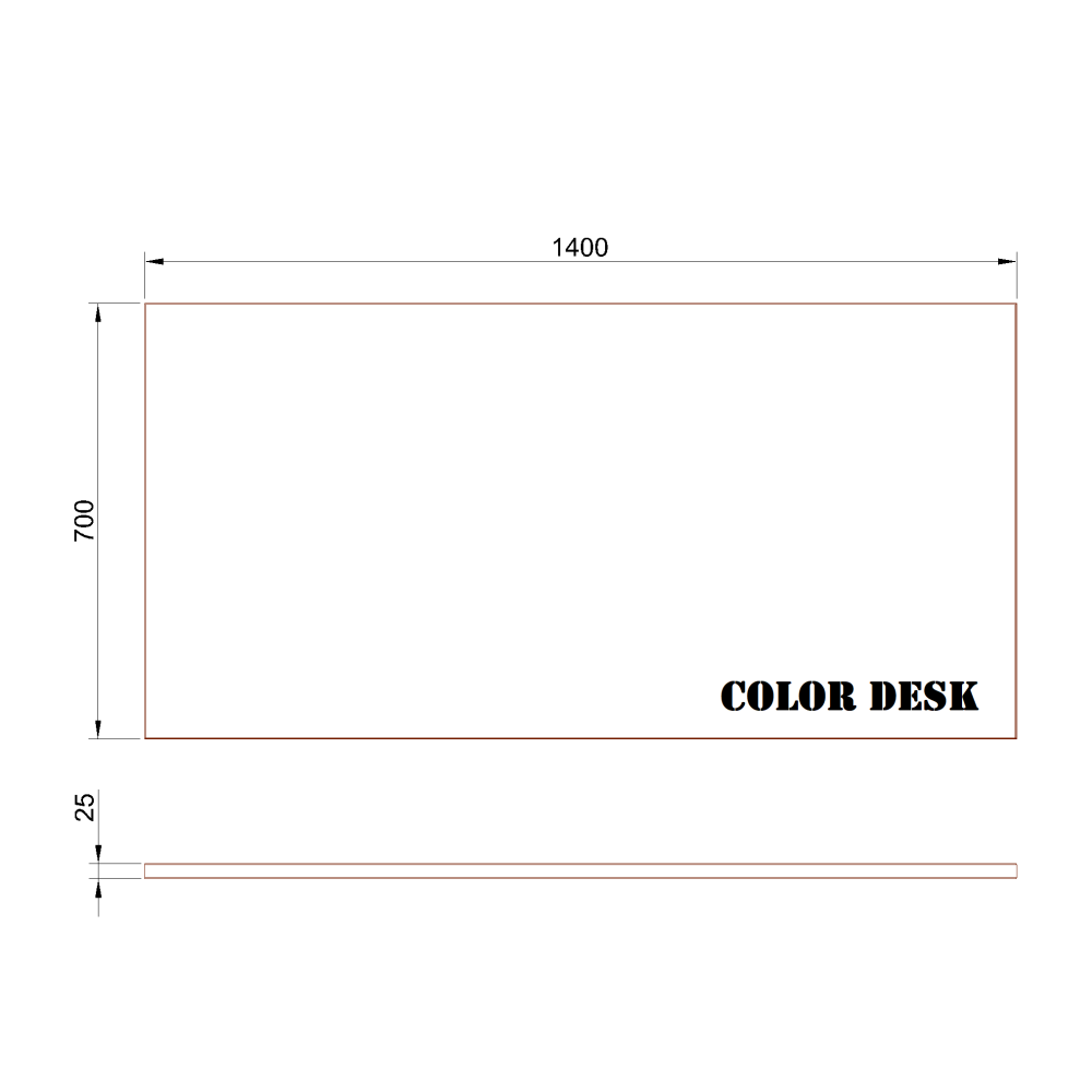 СТОЛЕШНИЦА 1400х700х25 ММ ДЛЯ ПИСЬМЕННОГО СТОЛА ПРЯМОУГОЛЬНАЯ 1