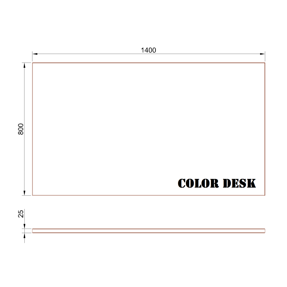 СТОЛЕШНИЦА 1400х800х25 ММ ДЛЯ ПИСЬМЕННОГО СТОЛА ПРЯМОУГОЛЬНАЯ 1