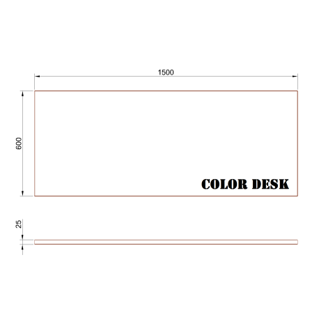 СТОЛЕШНИЦА 1500х600х25 ММ ДЛЯ ПИСЬМЕННОГО СТОЛА ПРЯМОУГОЛЬНАЯ 1